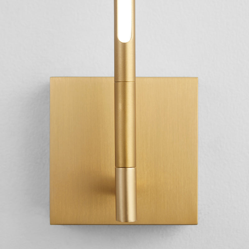 Palillos Round Sconce Led One Light Fixture - Wall Mount - 15" Aluminum, Steel, Acrylic/Aged Brass