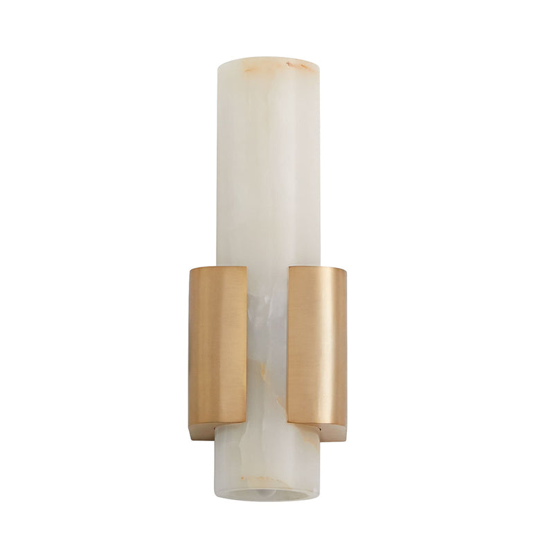 Virtue 1 Round Wall Sconce Led Light Fixture - Wall Mount - 13" Steel/Glass/Aged Brass