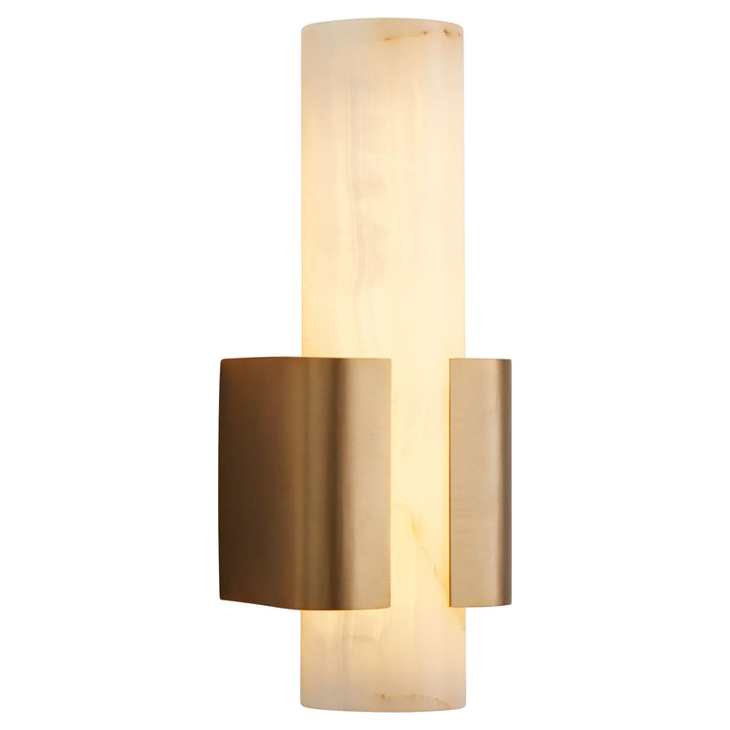 Virtue 1 Round Wall Sconce Led Light Fixture - Wall Mount - 13" Steel/Glass/Aged Brass