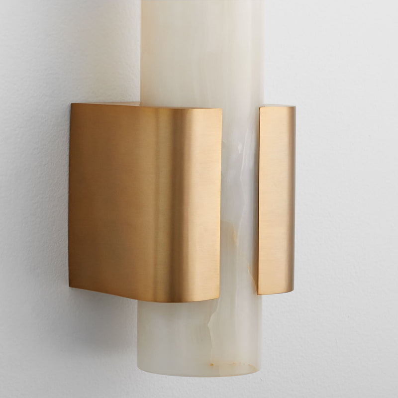 Virtue 1 Round Wall Sconce Led Light Fixture - Wall Mount - 13" Steel/Glass/Aged Brass