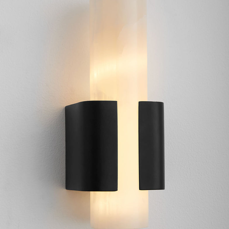 Virtue 1 Round Wall Sconce Led Light Fixture - Wall Mount - 13" Steel/Glass/Black