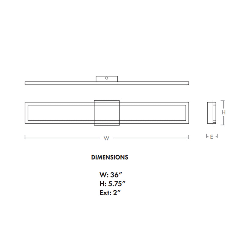 Xanni Rectangular Led Light Fixture - Wall Mount - 36" Cold Rolled Steel, Acrylic/Black
