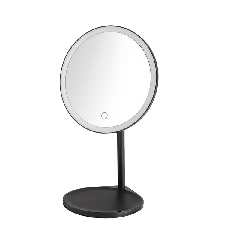 Solo Round Magnifying 5X Led Make-Up Mirror - Free Standing - 7" Aluminum/Glass/Black