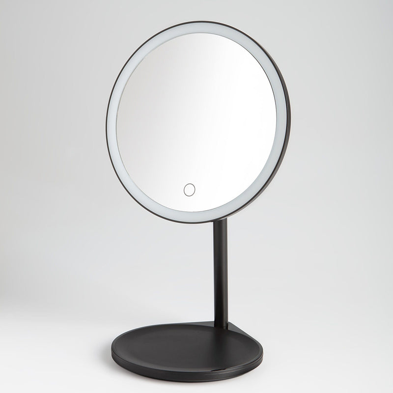 Solo Round Magnifying 5X Led Make-Up Mirror - Free Standing - 7" Aluminum/Glass/Black
