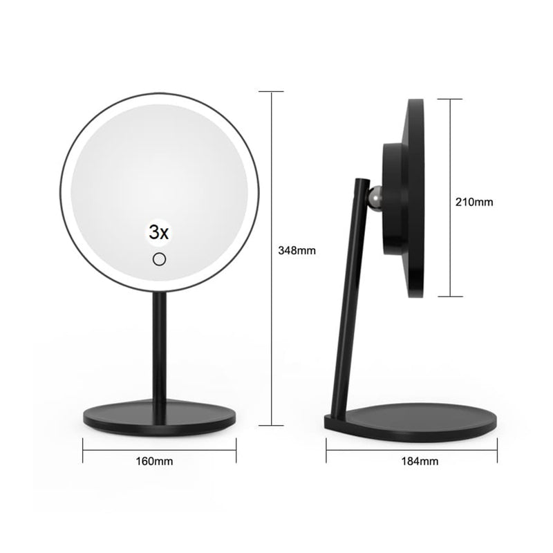 Solo Round Magnifying 5X Led Make-Up Mirror - Free Standing - 7" Aluminum/Glass/Black
