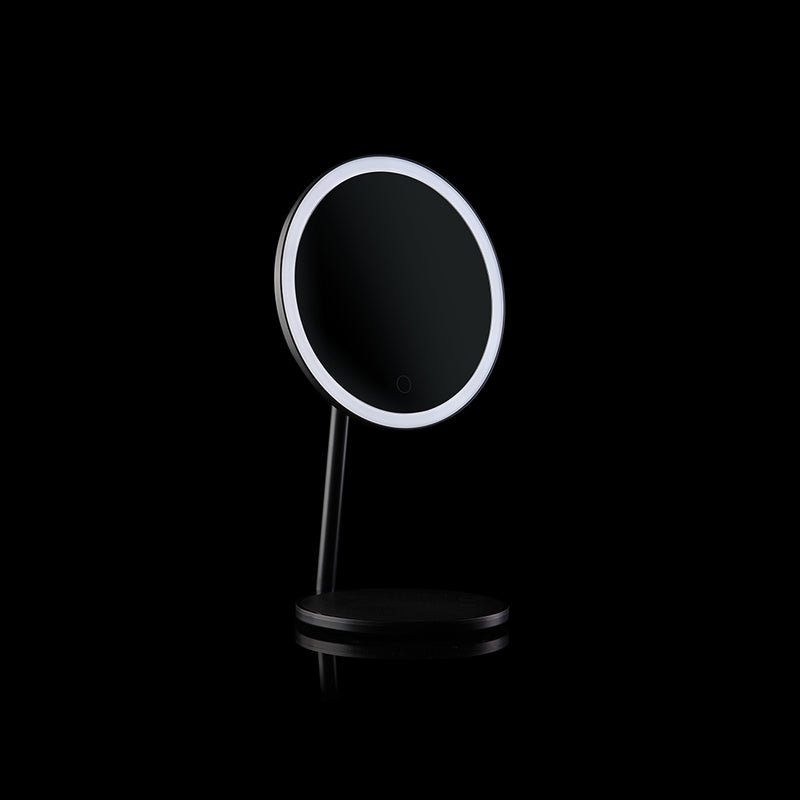 Solo Round Magnifying 5X Led Make-Up Mirror - Free Standing - 7" Aluminum/Glass/Black