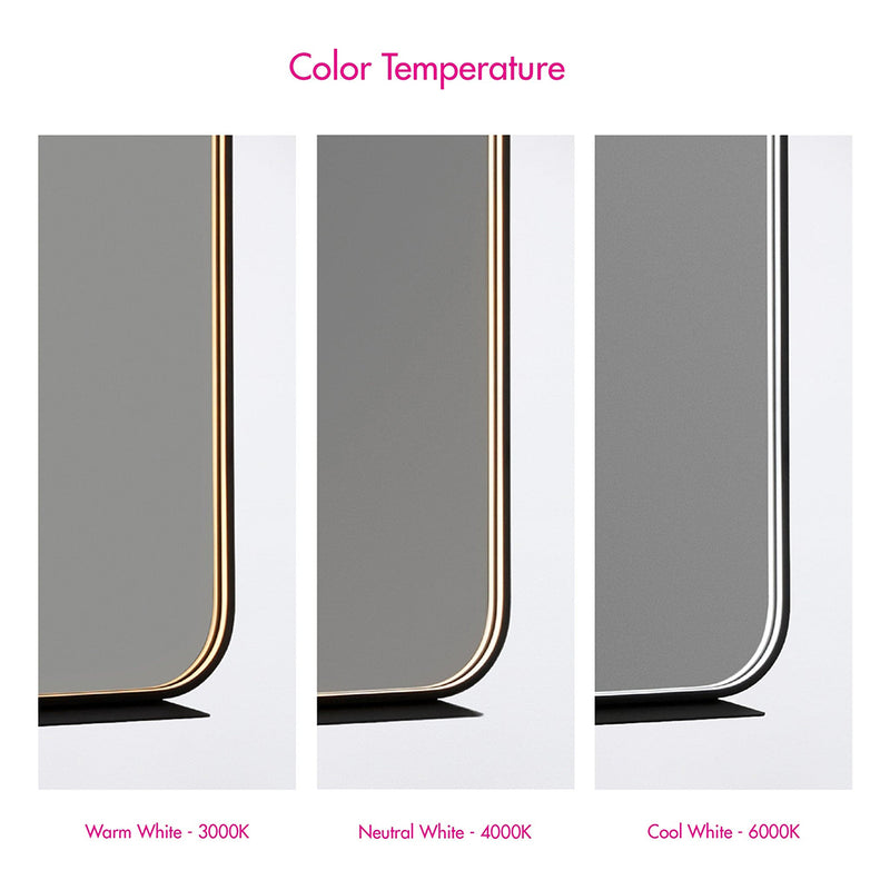 Avior Rectangular Lighted Led Vanity Mirror - Wall Mount - 18W x 24H" Aluminum/Glass/Black