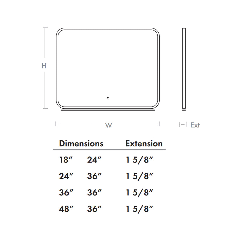 Avior Rectangular Lighted Led Vanity Mirror - Wall Mount - 18W x 24H" Aluminum/Glass/Black