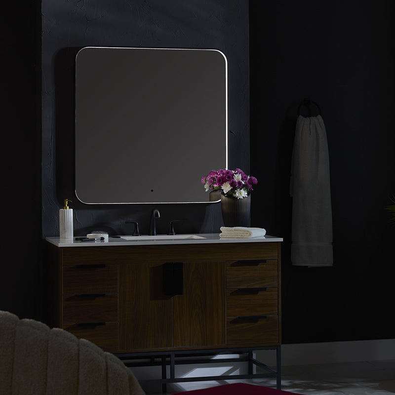 Avior Rectangular Lighted Led Vanity Mirror - Wall Mount - 18W x 24H" Aluminum/Glass/Black