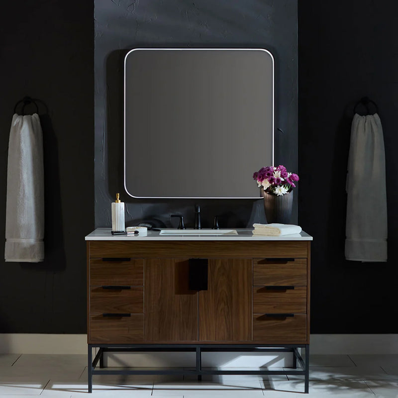 Avior Rectangular Lighted Led Vanity Mirror - Wall Mount - 24W x 36H" Aluminum/Glass/Black