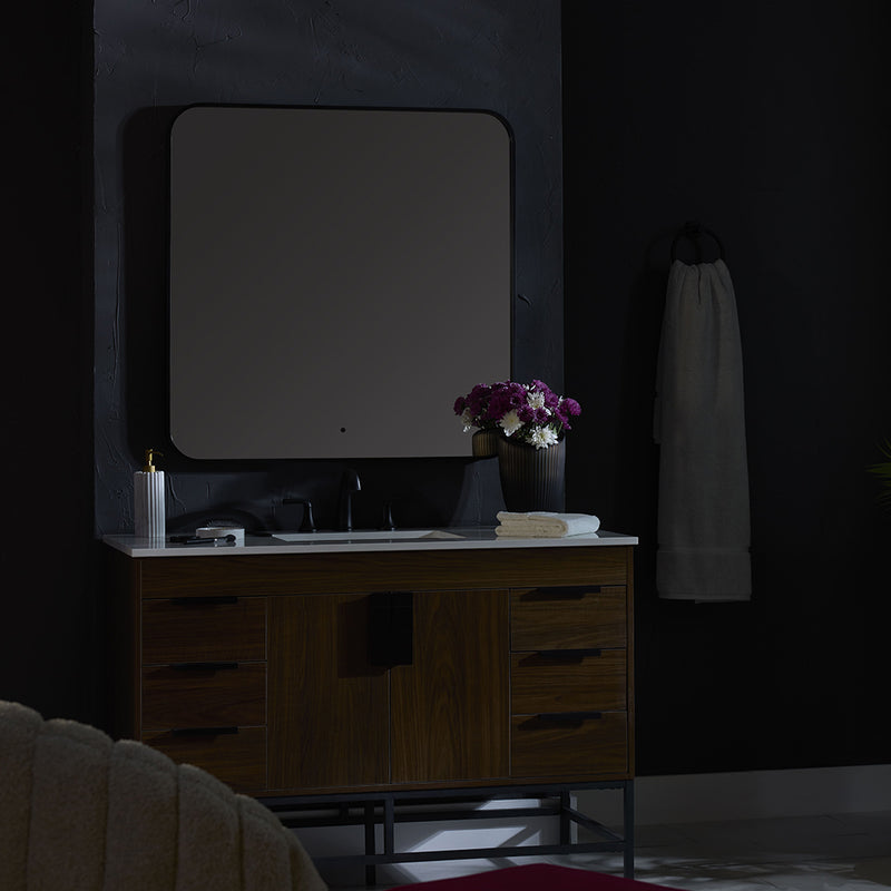 Avior Rectangular Lighted Led Vanity Mirror - Wall Mount - 36W x 36H" Aluminum/Glass/Black