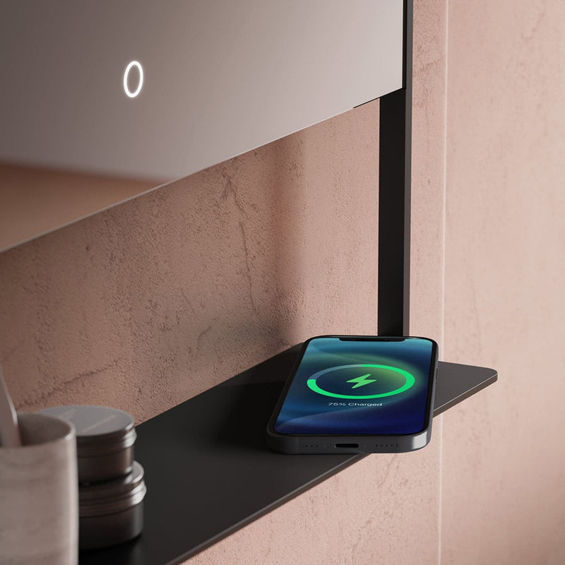 Castore Rectangular Lighted Led Vanity Mirror - Wall Mount - 20W x 32H" Aluminum/Glass/Black