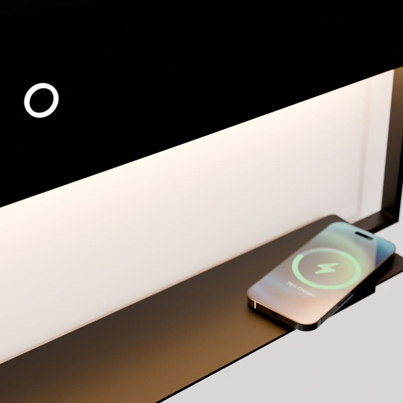 Castore Rectangular Lighted Led Vanity Mirror - Wall Mount - 20W x 32H" Aluminum/Glass/Black