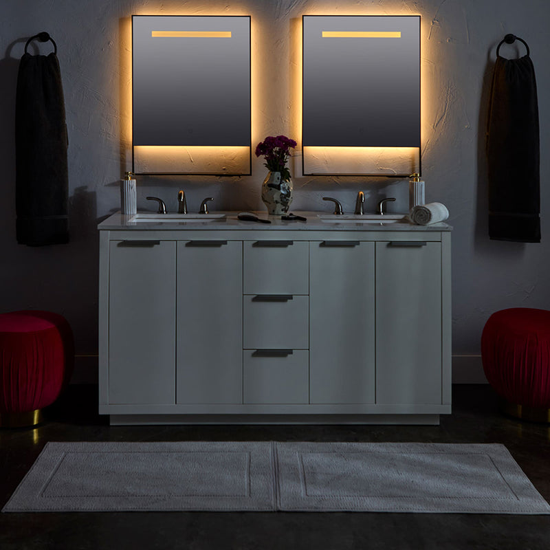 Castore Rectangular Lighted Led Vanity Mirror - Wall Mount - 20W x 32H" Aluminum/Glass/Black