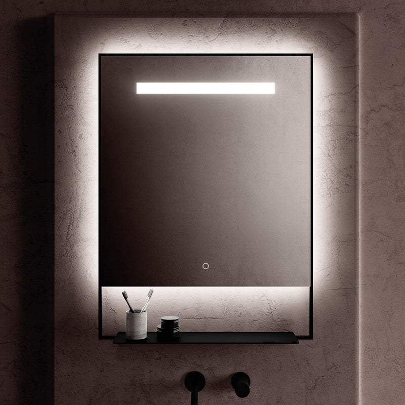 Castore Rectangular Lighted Led Vanity Mirror - Wall Mount - 32W x 32H" Aluminum/Glass/Black