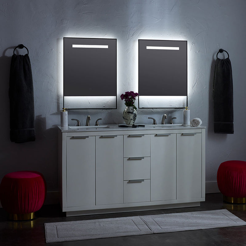 Castore Rectangular Lighted Led Vanity Mirror - Wall Mount - 32W x 32H" Aluminum/Glass/Black