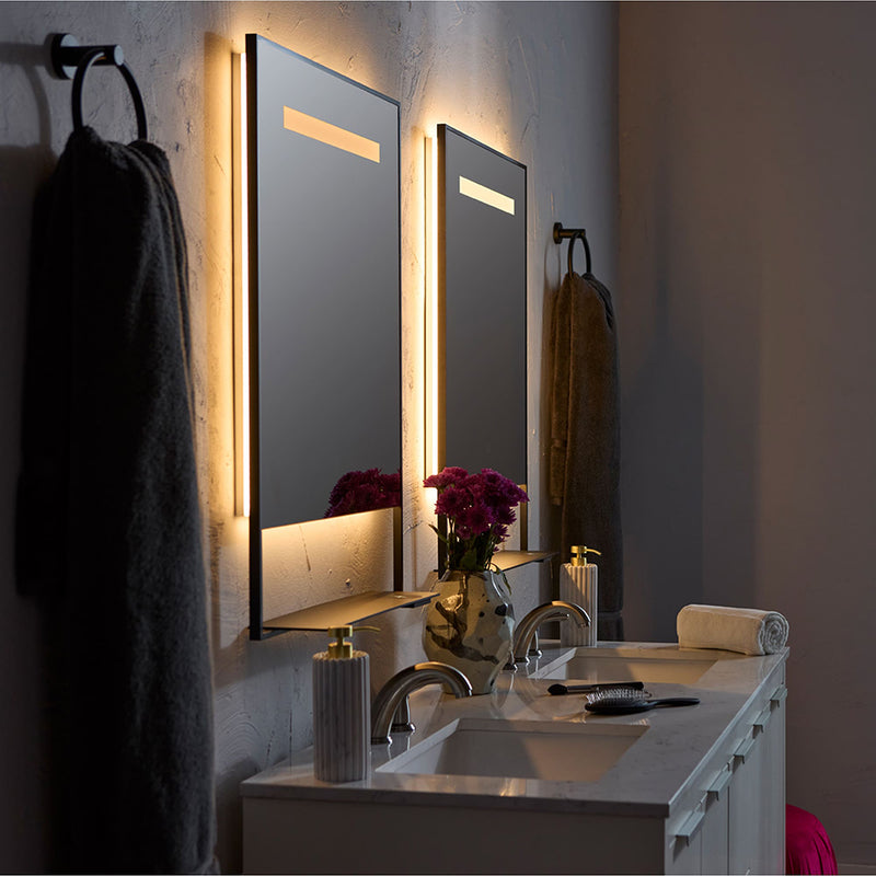 Castore Rectangular Lighted Led Vanity Mirror - Wall Mount - 32W x 32H" Aluminum/Glass/Black