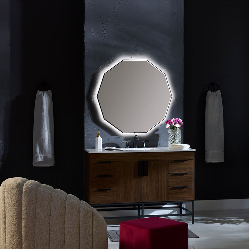 Deca Lighted Led Vanity Mirror - Wall Mount - 36" Aluminum/Glass/Black