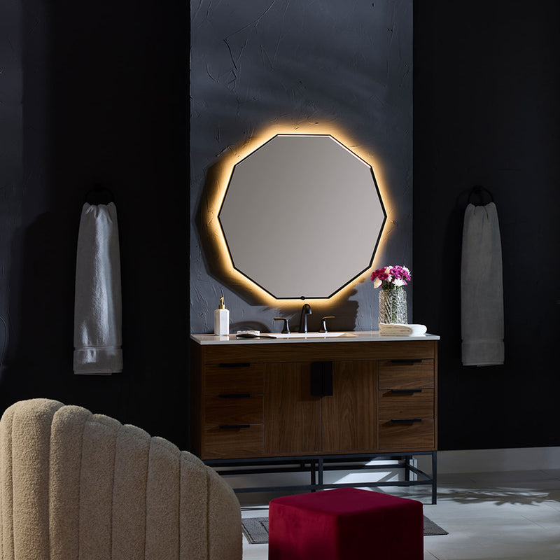 Deca Lighted Led Vanity Mirror - Wall Mount - 48" Aluminum/Glass/Black