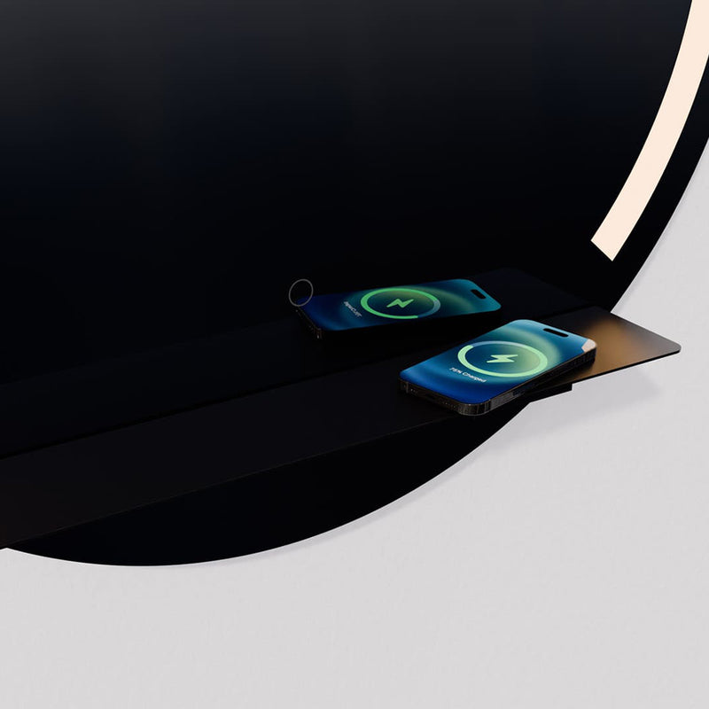 Skylight Round Lighted Led Vanity Mirror - Wall Mount - 36" Glass/Glass