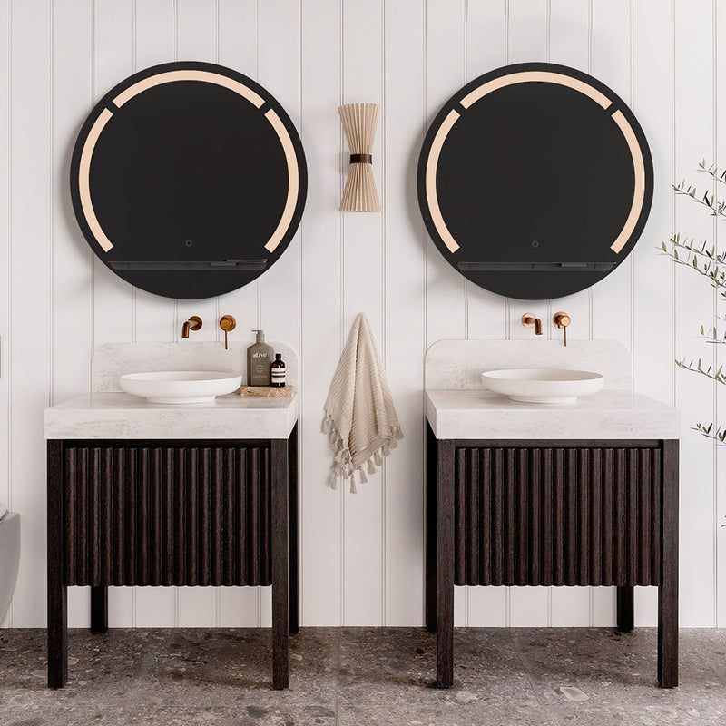 Skylight Round Lighted Led Vanity Mirror - Wall Mount - 36" Glass/Glass