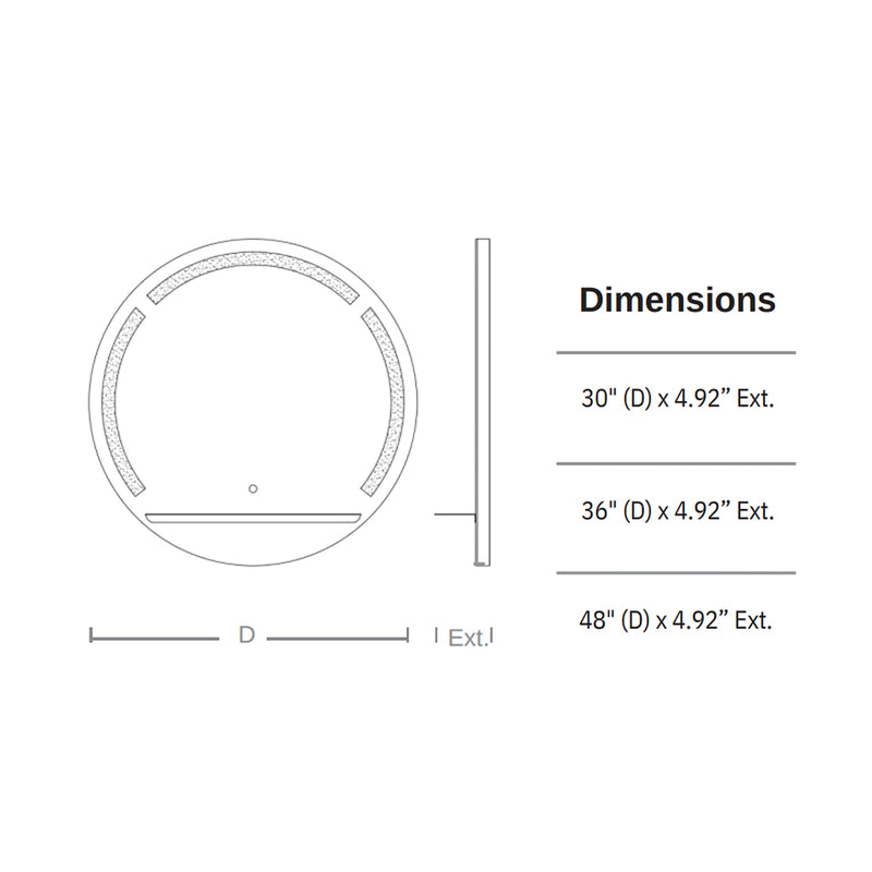 Skylight Round Lighted Led Vanity Mirror - Wall Mount - 30" Glass/Glass