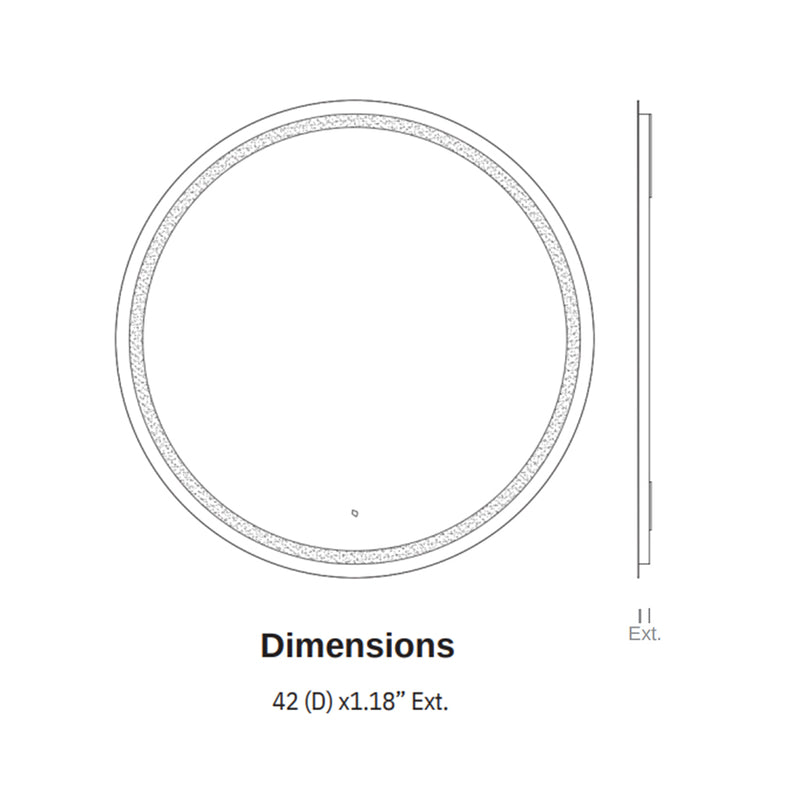 Spectrum Round Lighted Led Vanity Mirror - Wall Mount - 42" Glass/Glass