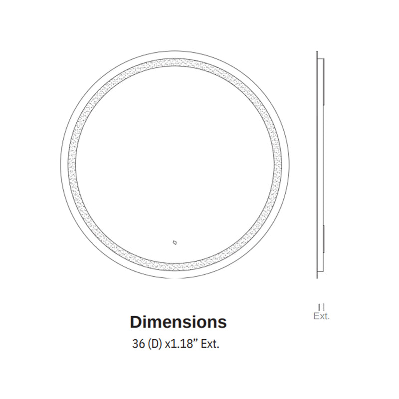 Spectrum Round Lighted Led Vanity Mirror - Wall Mount - 36" Glass/Glass