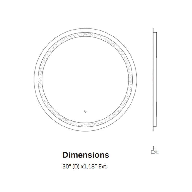 Spectrum Round Lighted Led Vanity Mirror - Wall Mount - 30" Glass/Glass
