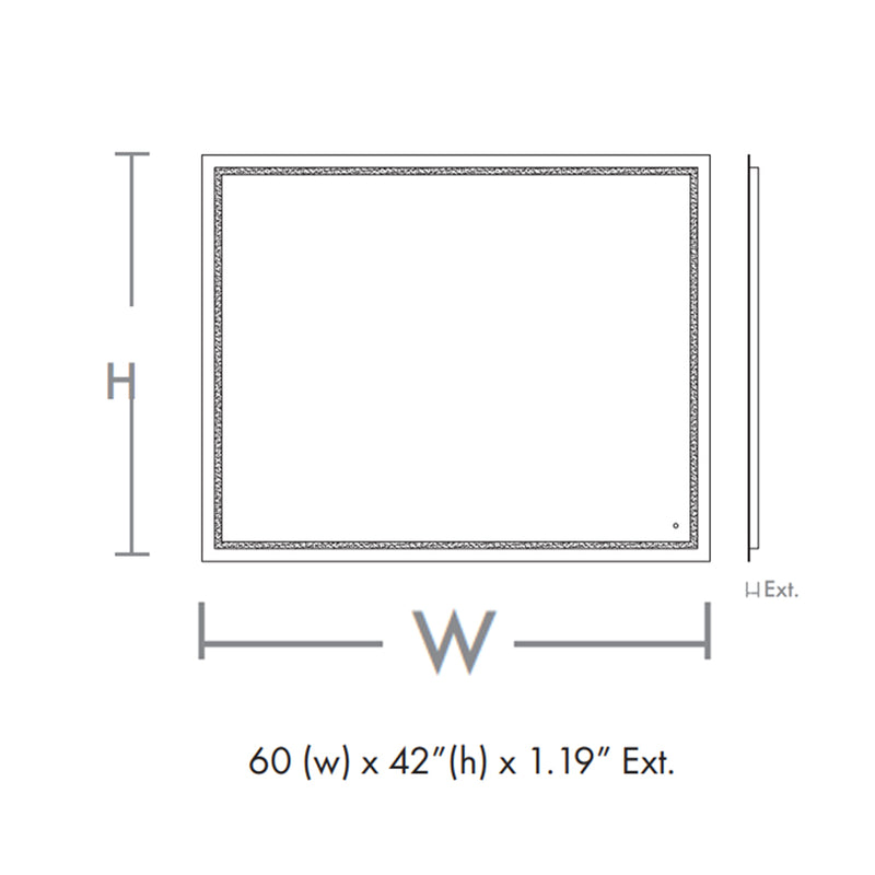 Track Rectangular Lighted Led Vanity Mirror - Wall Mount - 60W x 42H" Glass/Glass