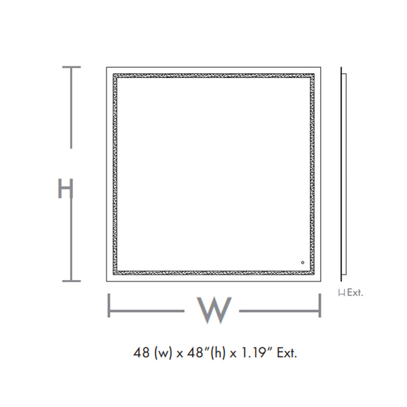 Track Rectangular Lighted Led Vanity Mirror - Wall Mount - 48W x 48H" Glass/Glass