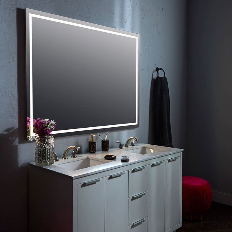Track Rectangular Lighted Led Vanity Mirror - Wall Mount - 48W x 48H" Glass/Glass