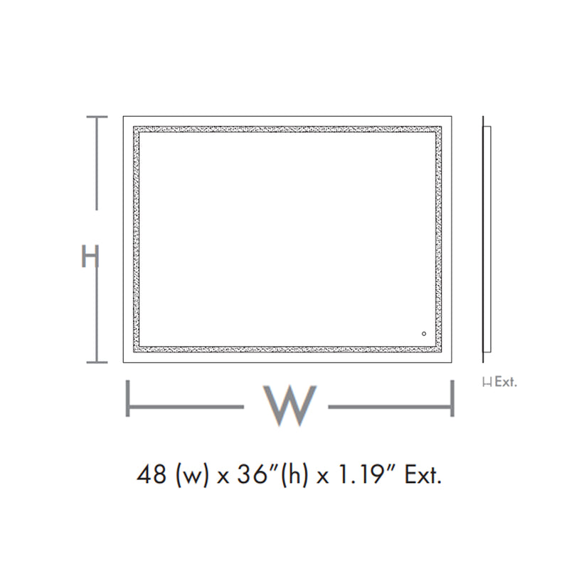 Track Rectangular Lighted Led Vanity Mirror - Wall Mount - 48W x 36H" Glass/Glass