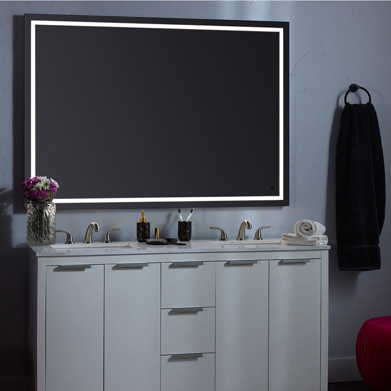 Track Rectangular Lighted Led Vanity Mirror - Wall Mount - 48W x 36H" Glass/Glass