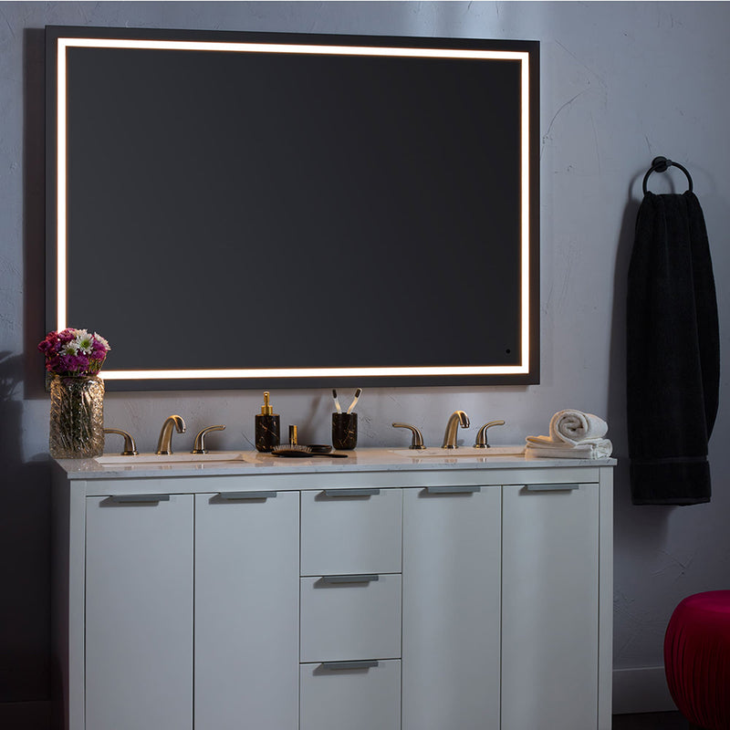 Track Rectangular Lighted Led Vanity Mirror - Wall Mount - 48W x 36H" Glass/Glass