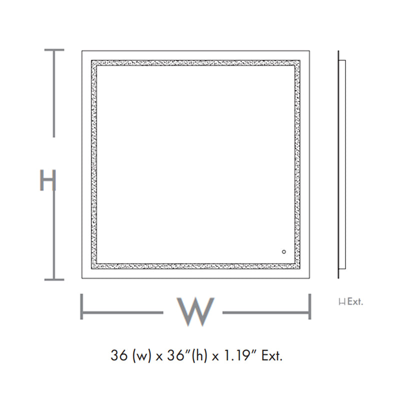 Track Rectangular Lighted Led Vanity Mirror - Wall Mount - 36W x 36H" Glass/Glass