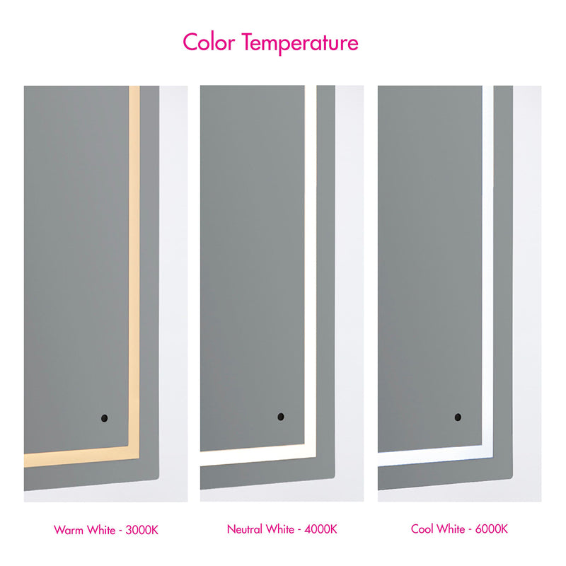 Track Rectangular Lighted Led Vanity Mirror - Wall Mount - 36W x 24H" Glass/Glass