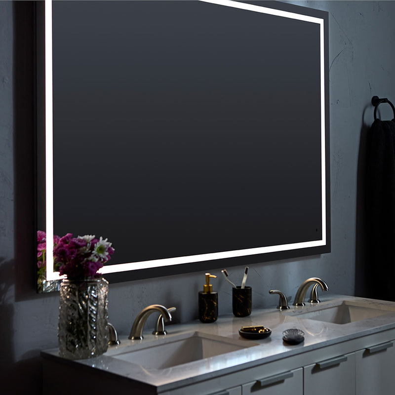 Track Rectangular Lighted Led Vanity Mirror - Wall Mount - 36W x 24H" Glass/Glass