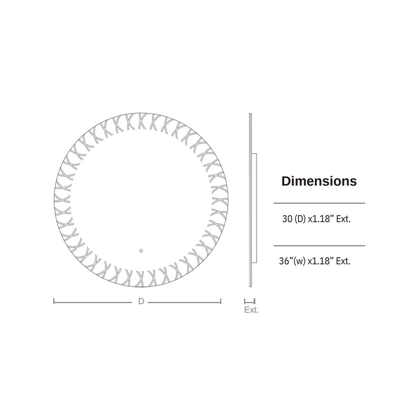 Xo Round Lighted Led Vanity Mirror - Wall Mount - 36" Glass/Glass