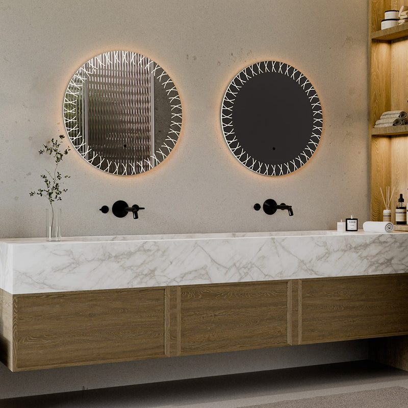 Xo Round Lighted Led Vanity Mirror - Wall Mount - 36" Glass/Glass