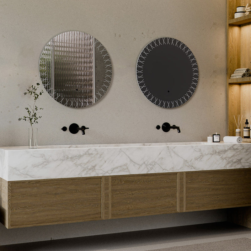 Xo Round Lighted Led Vanity Mirror - Wall Mount - 30" Glass/Glass