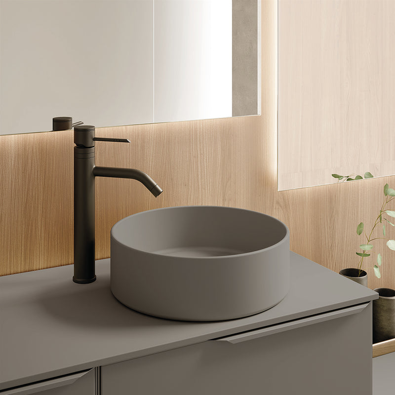 Sun Round Bathroom Sink - Vessel - 15" Ceramic/Sand