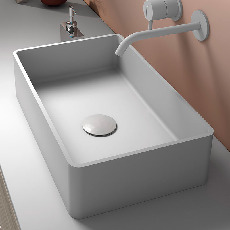 Taos Rectangular Bathroom Sink - Vessel - 18" Mineral/Matt White