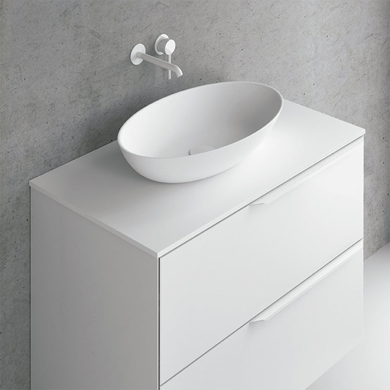 Volta Oval Bathroom Sink - Vessel - 21" Solid Surface/Matt White