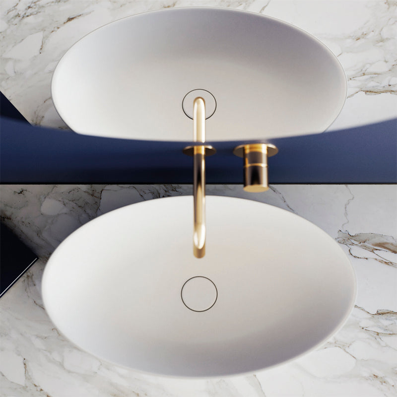 Volta Oval Bathroom Sink - Vessel - 21" Solid Surface/Matt White