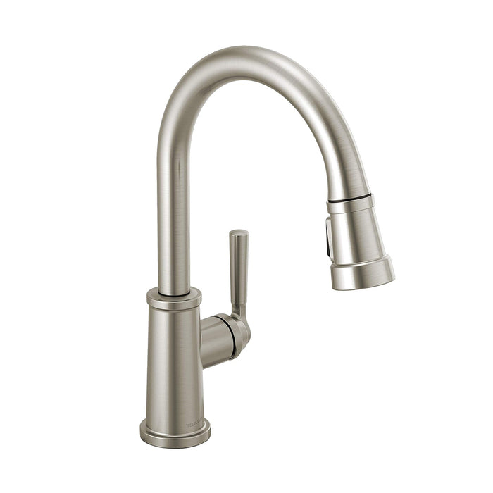 Westchester Pull Out Kitchen Faucet - Single Hole - 15" Brass/Stainless