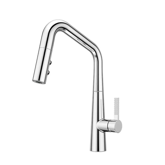 Asari Pull Down Kitchen Faucet - Single Hole - 16" Brass/Polished Chrome
