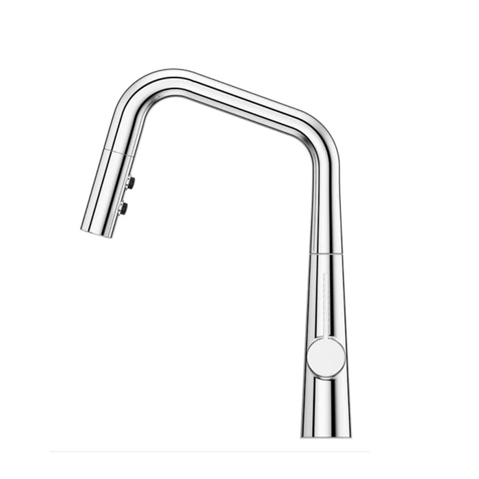 Asari Pull Down Kitchen Faucet - Single Hole - 16" Brass/Polished Chrome