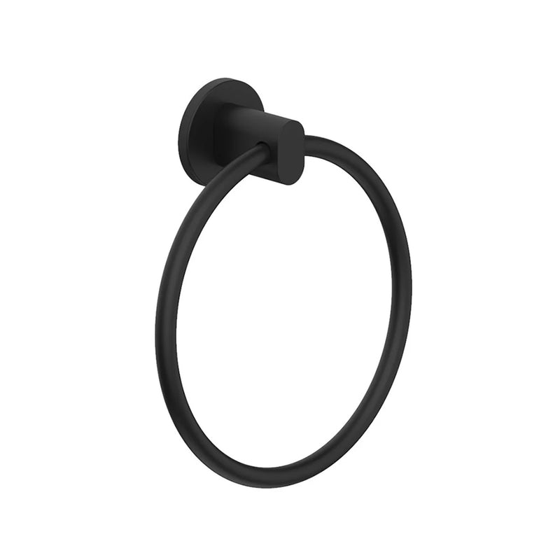Contemporary Towel Ring - Wall Mount - 6" Brass/Matt Black