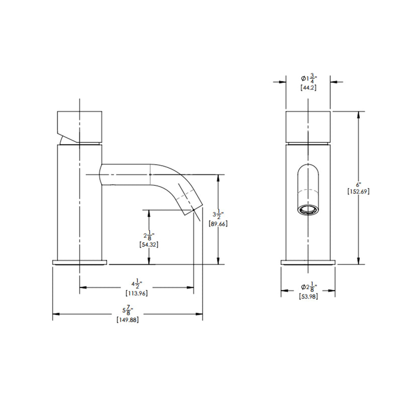 Basic Ii Round Bathroom Faucet - Single Hole - 6" Brass/Matt Black